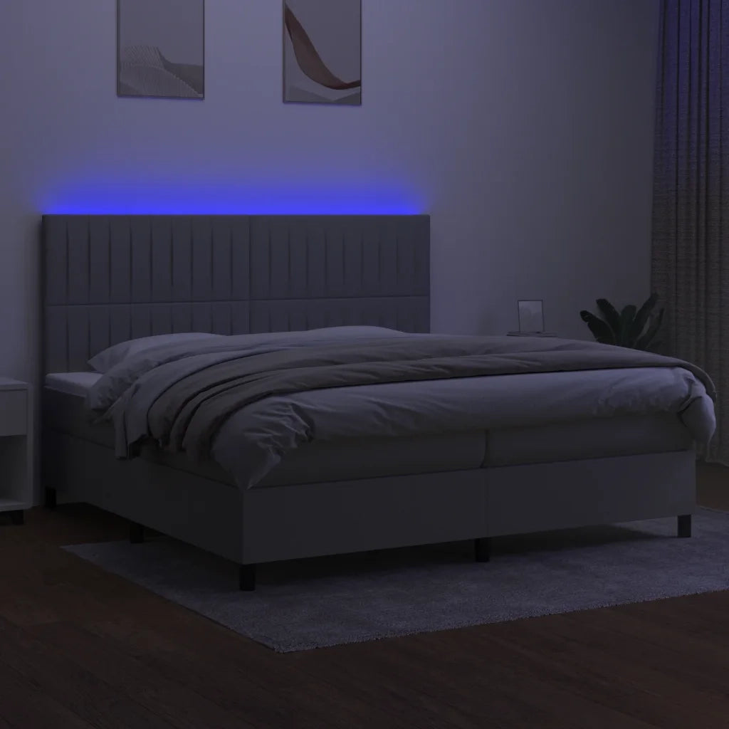 Letto a Molle Materasso e LED Grigio Chiaro 200x200 cm Tessuto 3135061