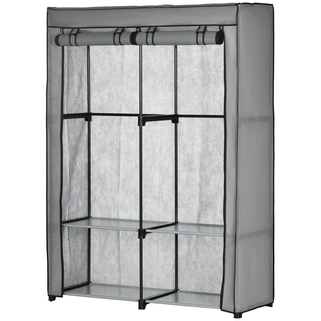 Armadio Guardaroba Portatile con Ripiani e Appendini ¨C zephmum ¨C Grigio 118x49x170 cm