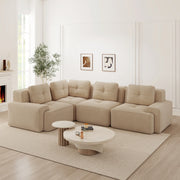 Divano Modulare Soggiorno Velluto a Coste ¨C MINIMAL ¨C Beige, Imbottito, Senza Montaggio