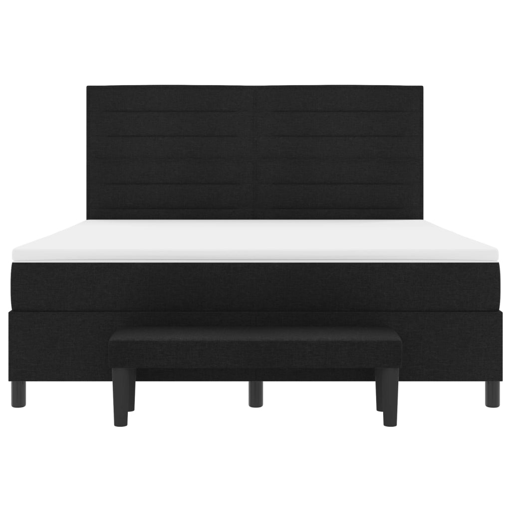 Letto con Box Spring e Panchina Nera 180x200 cm Tessuto
