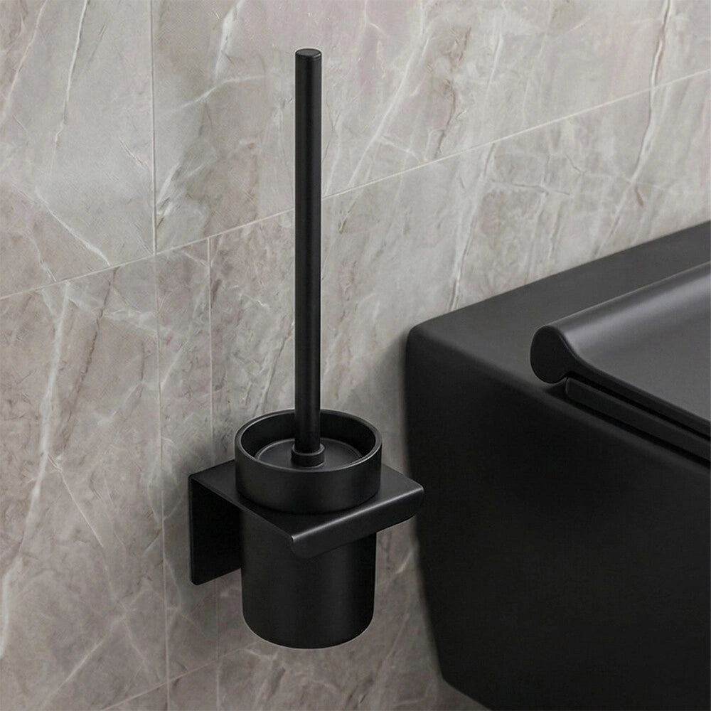 Scopino Wc a muro bagno nero in acciaio senza fori Rea