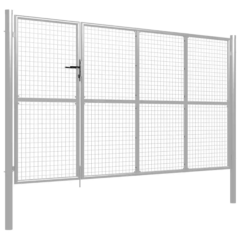 Cancello da Giardino in Acciaio 350x200 cm Argento 144345