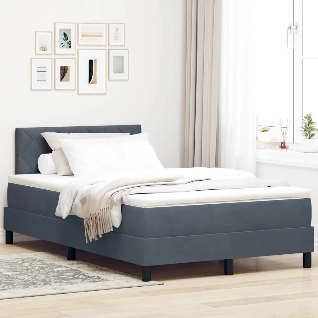 Letto a Sorgente LED con led Grigio scuro 120 x 190 cm Velluto