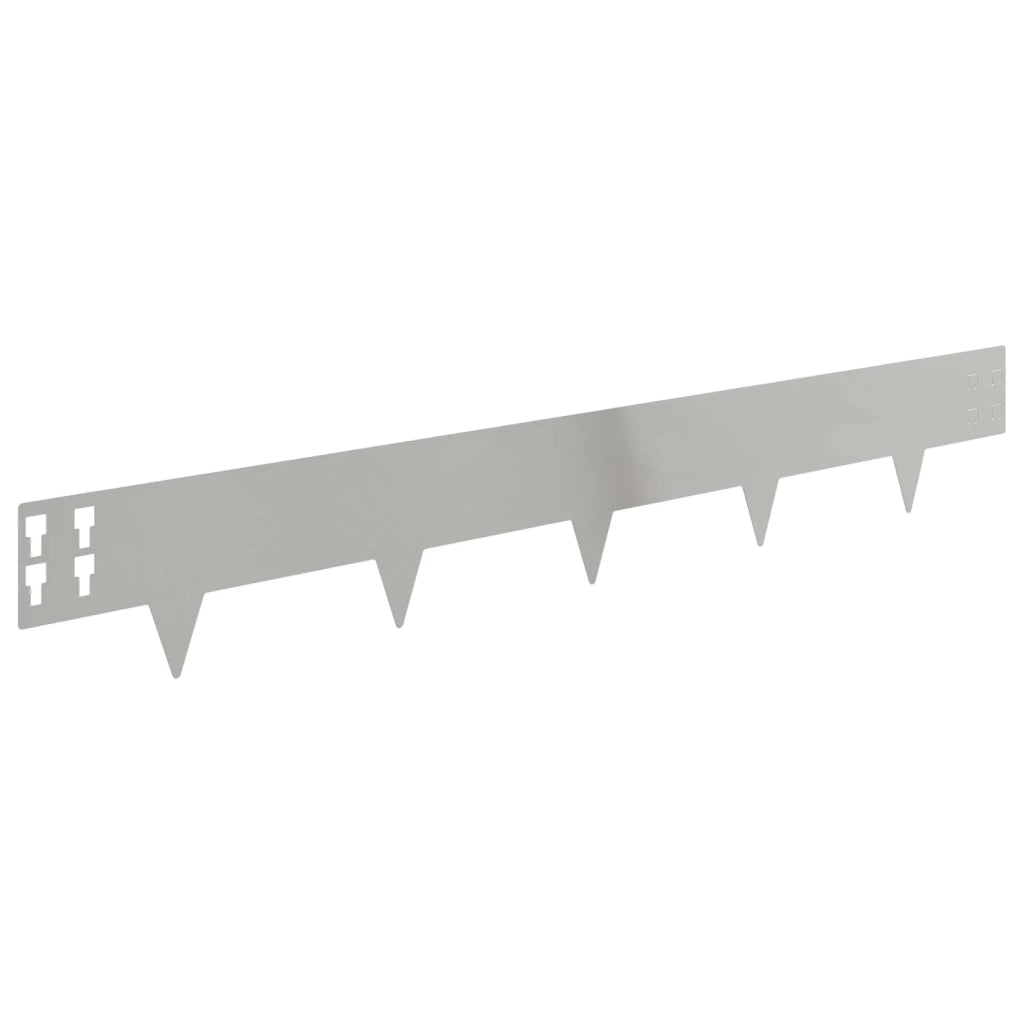 Bordura per Prato 10 pcs 100 x 15 cm Acciaio Argento 8008566