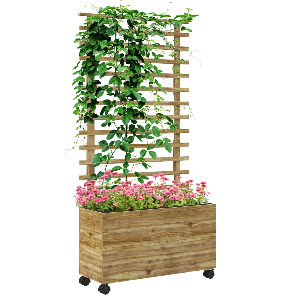 Fioriera Verticale con Traliccio e Ruote ¨C zephmum ¨C Legno 76x30x155 cm