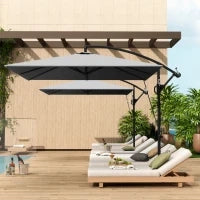 Ombrellone da Giardino a Sbalzo 2.5x2.5 m con Manovella, Inclinabile e Girevole con Copertura, Grigio