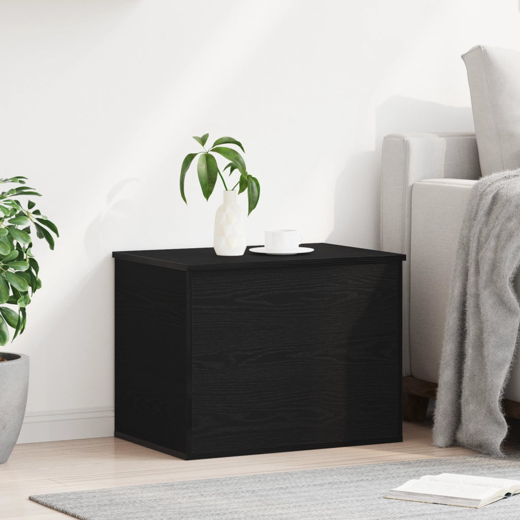 Scatola di Stoccaggio  con Coperchio Nero Rovere 60x42x46 cm Legno Ingegnerizzato