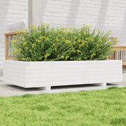 Fioriera da Giardino Bianca 110x60x26, 5cm Massello di Pino 847349