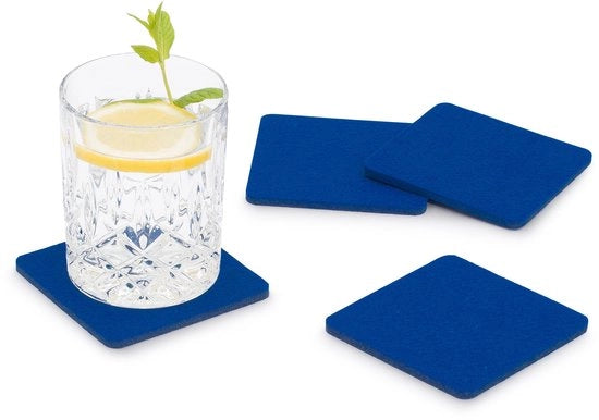 Pak di sottofili di velluto quadrato da 8 (colore selezionabile) blu - sottofili di velluto per tavolo e bar come sottosassi per bicchieri e drink holder per bicchieri e bicchieri rettangolari o quadrati.