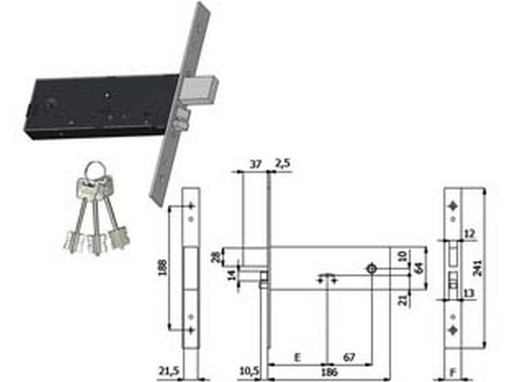 1pz elettroserratura infilare fasce d/mappa cat. scrocco mm.64 h 5948 mm.90 cod:ferx.fer394628