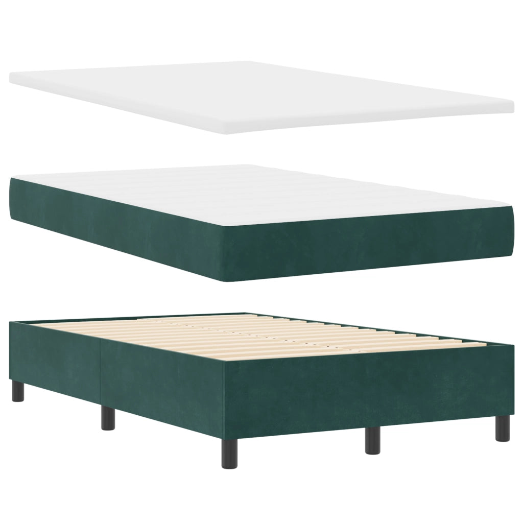 Letto Box Spring con materasso Verde scuro Piccolo doppio Velluto