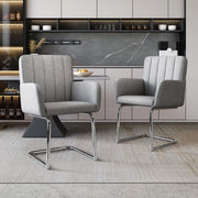 Set 2 Sedie da Pranzo Imbottite ¨C MINIMAL ¨C Struttura Metallo, Similpelle Grigio