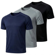 Maglietta sportiva uomo ad alta evaporazione - adattamento termico - camicia funzionale - maglietta per corsa - abbigliamento sportivo - confezione da 3 pezzi