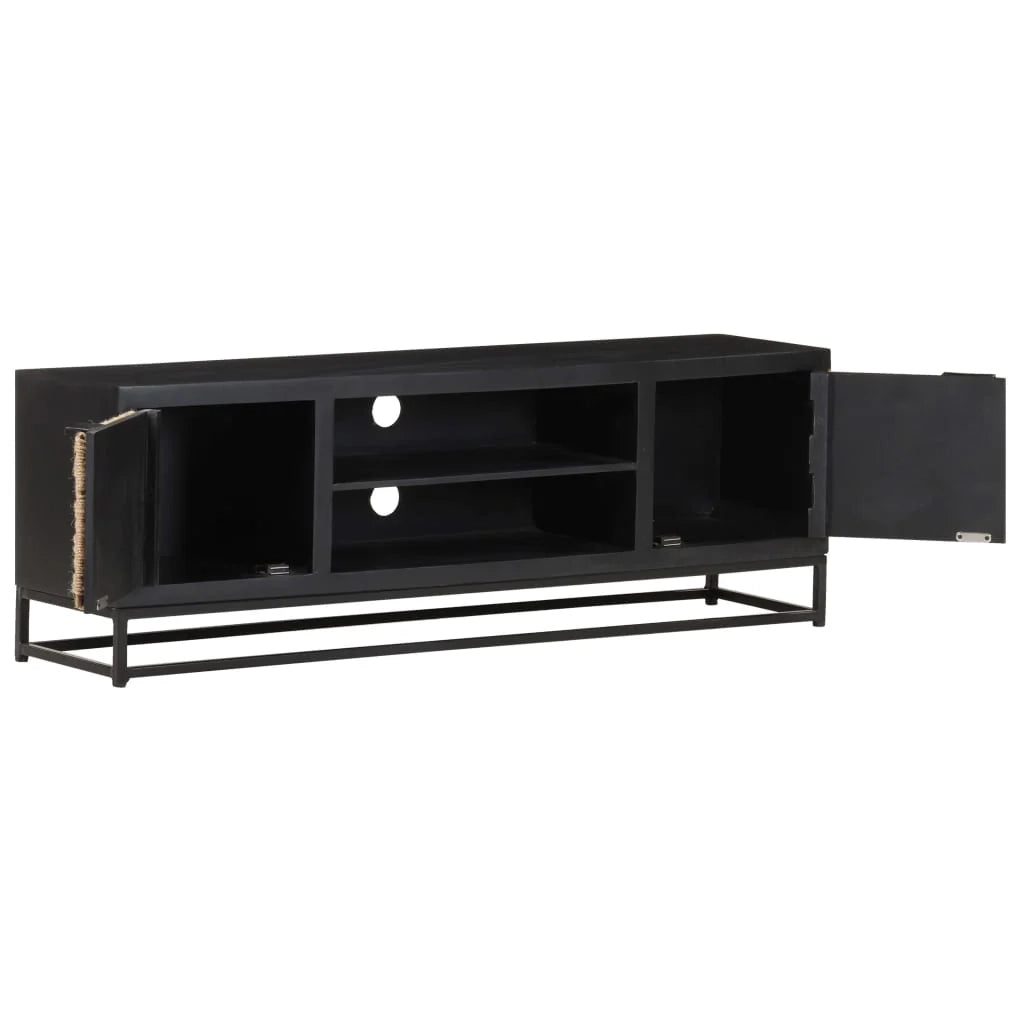 Mobile TV multimediale scaffale TV credenza mobile TV sala da pranzo soggiorno camera da letto 120 x 30 x 40 cm legno massello di mango nero 02_0025835