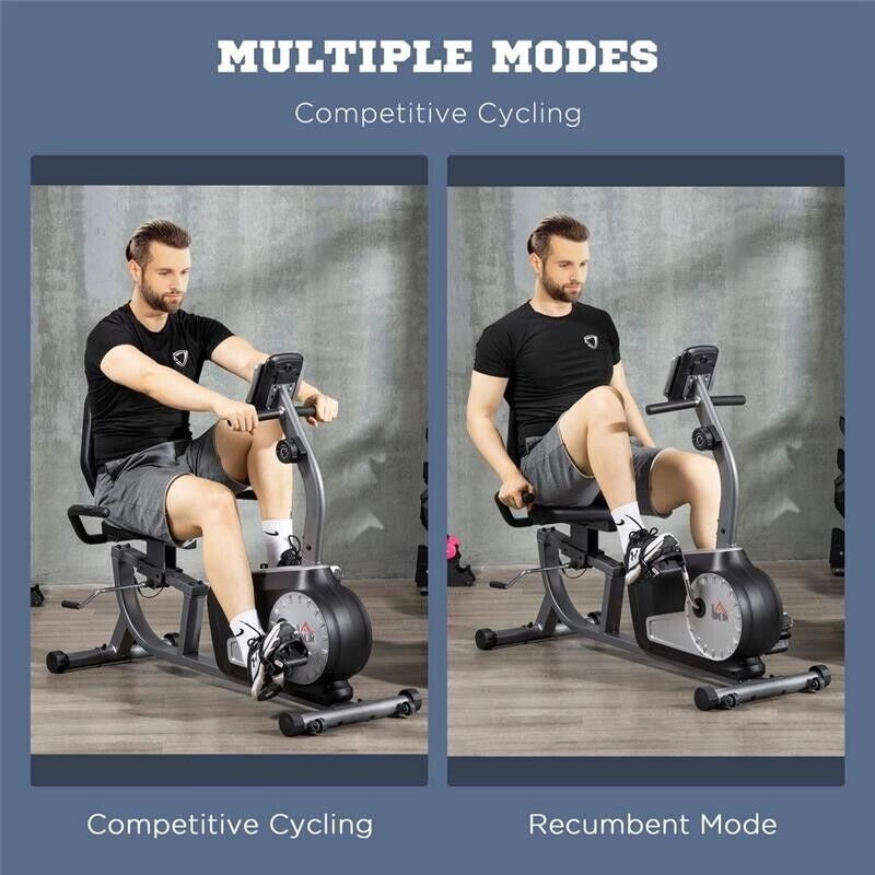 CYCLETTE ORIZZONTALE RECUMBENT CON 8 LIVELLI SCHERMO LCD E SEDUTA REGOLABILE 122-137X62X103 CM