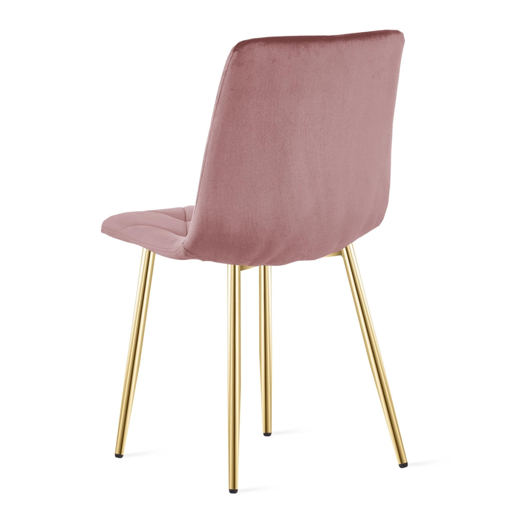 Sedia Libra in velluto rosa con gambe dorate