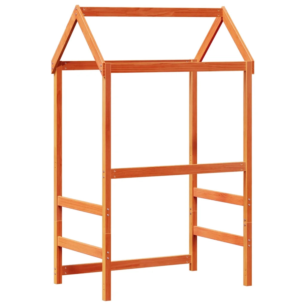 Tetto Letto Bambini Marrone Cera 108x70x176,5 cm Massello Pino