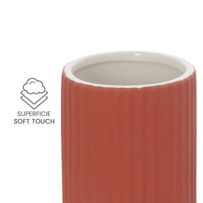 Portaspazzolini bagno da appoggio rosso in ceramica soft touch Spring