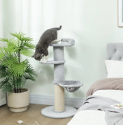 TIRAGRAFFI Multilivello 48x48x103,5 cm Grigio Chiaro con Amaca e Cuccia
