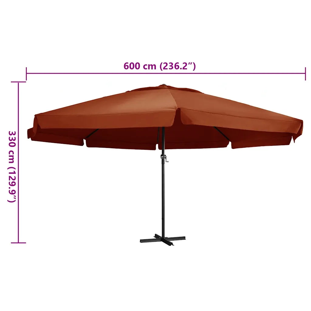 Ombrellone da Esterni con Palo in Alluminio 600 cm Terracotta