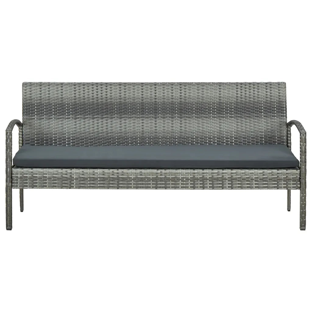 Divano da Giardino a 3 Posti con Cuscini in Polyrattan Grigio 45792