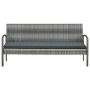 Divano da Giardino a 3 Posti con Cuscini in Polyrattan Grigio 45792
