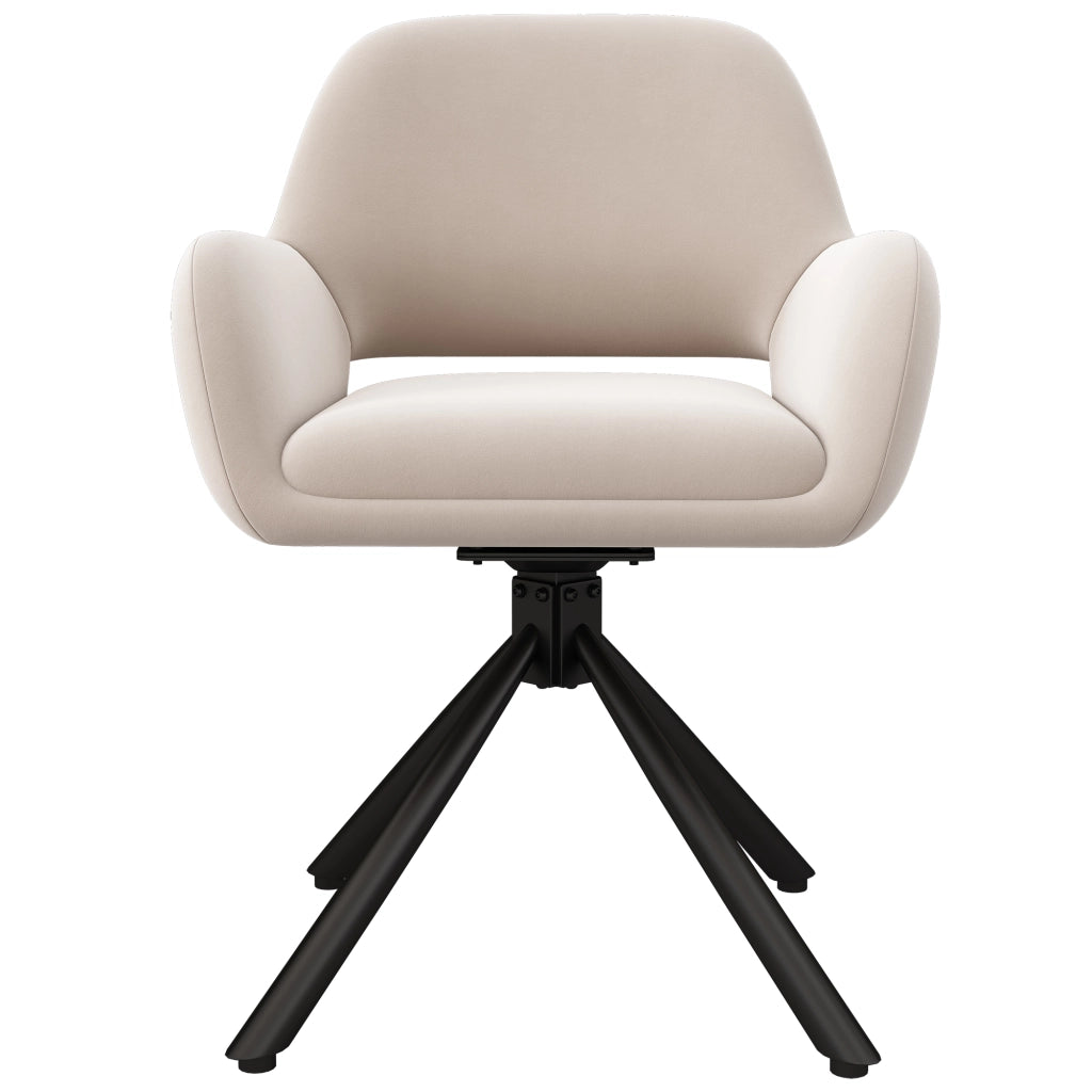 Set di 2 sedie da pranzo girevoli in velluto beige con braccioli
