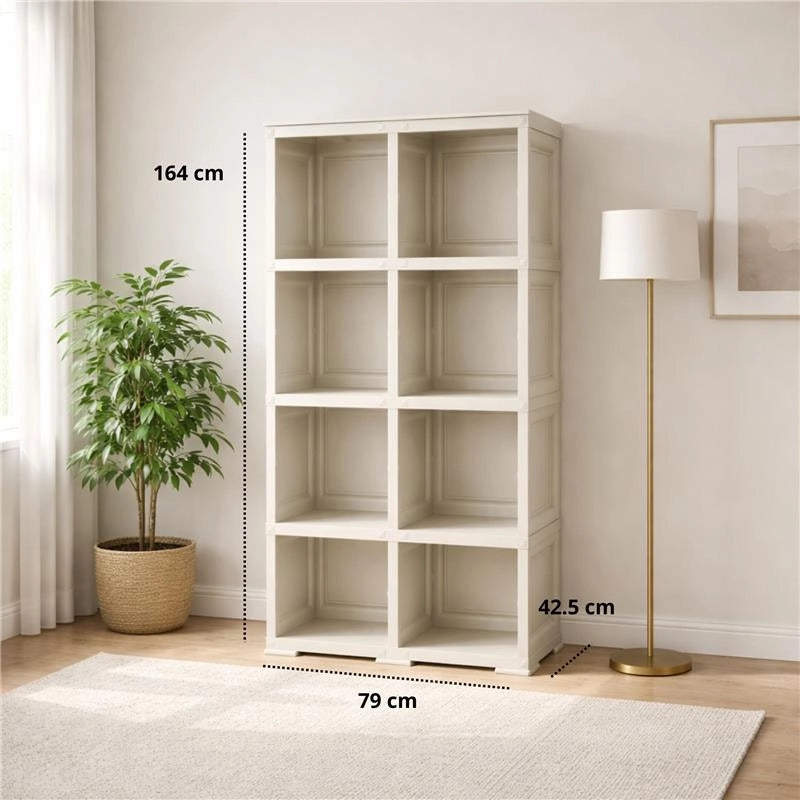 SCAFFALE 4 MODULI ANGORA 79X42,5X164 CM CON 2 PUNTALI – LIBRERIA ALTA SALVASPAZIO PER ZONA LIVING E STUDIO