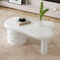 Tavolino-Xylo-Bianco forma irregolare 2 cassetti