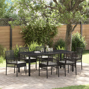 Set da Pranzo da Giardino 7 Pezzi con Cuscini Rattan Nero