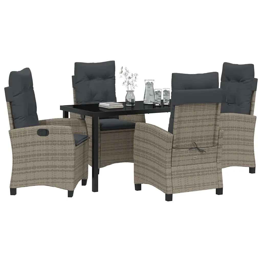 Set da Pranzo per Giardino con cuscino 5 pcs Grigio polyrattan 3380388