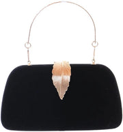 Clutch elegante e semplice per la sera, 20x10x4cm, con coperchio rigido, in velluto nero