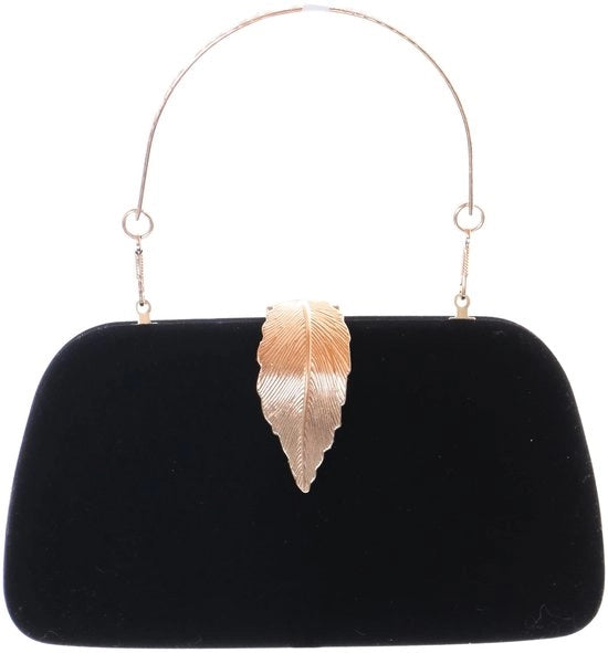 Clutch elegante e semplice per la sera, 20x10x4cm, con coperchio rigido, in velluto nero