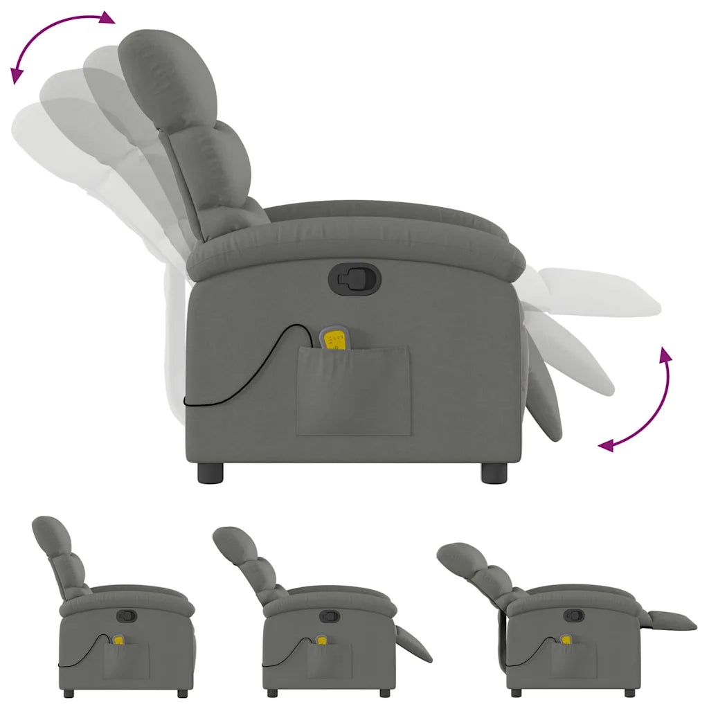 Poltrona Massaggiante | Sedia Relax Reclinabile Grigio Scuro in Tessuto