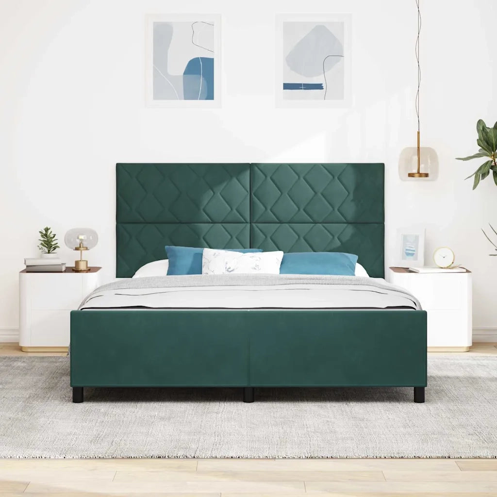 Letto a molle con testiera Verde Scuro 180 x 200 cm Velluto 3345026