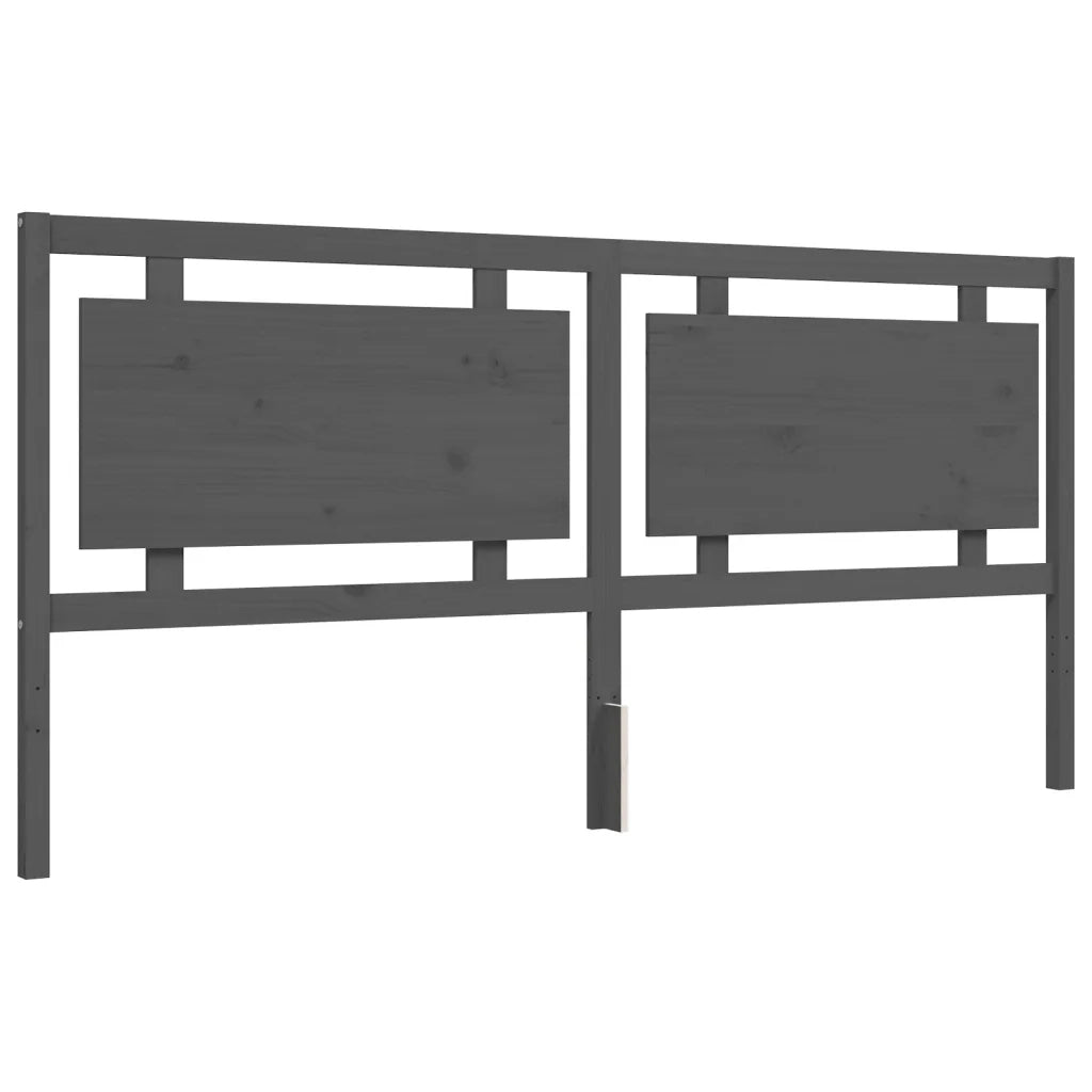 Letto matrimoniale | Letto per adulti | Giroletto con Testiera Grigio 200x200 cm in Legno Massello