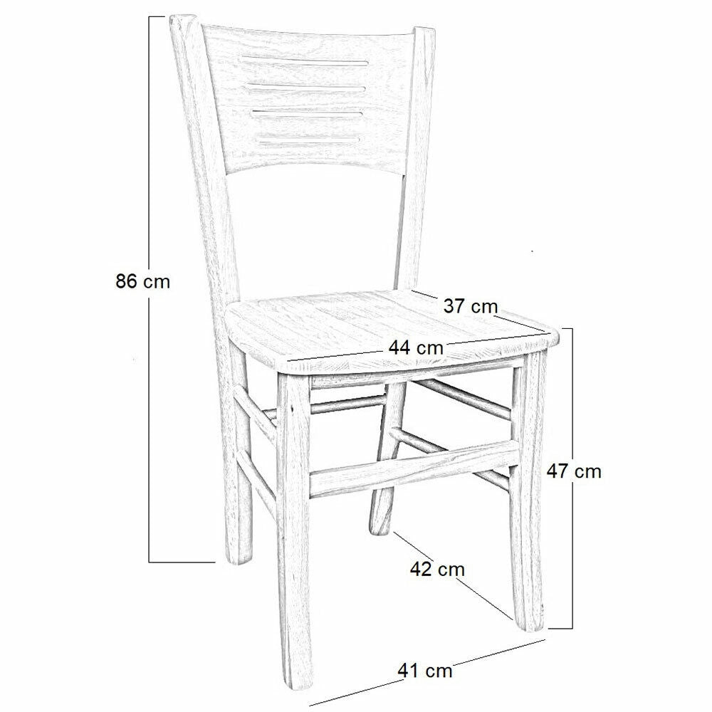 Sedia in legno Amelia grezza da verniciare con seduta in legno massello
