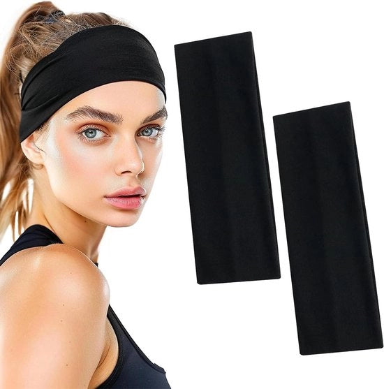 Set di Bande per Capelli nero da 2 pezzi per Signore e Signore - Bande per Capelli Antiscivolo per Sport, Yoga e Fitness