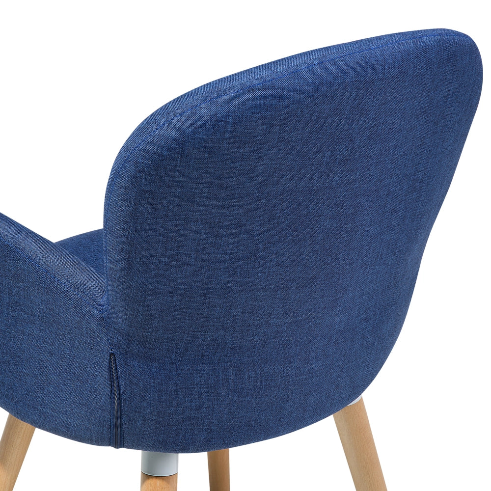Set di 2 sedie da pranzo rivestimento in tessuto blu gambe in legno chiaro stile moderno eclettico