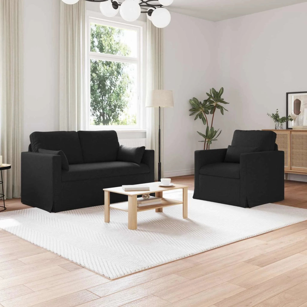 Set di divani 2 pcs Nero 139 x 78 x 80 cm Tessuto