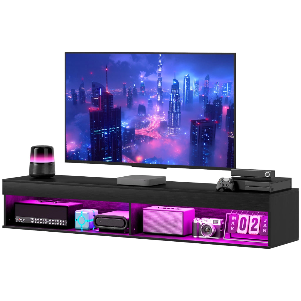Mobile TV Sospeso con Luci LED e Telecomando ¨C zephmum ¨C Nero, 180x40x30cm