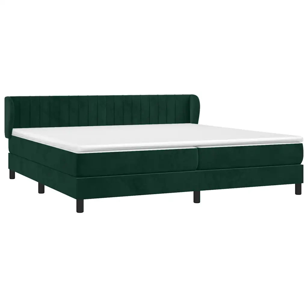 Giroletto a Molle con Materasso Verde Scuro 200x200 cm Velluto