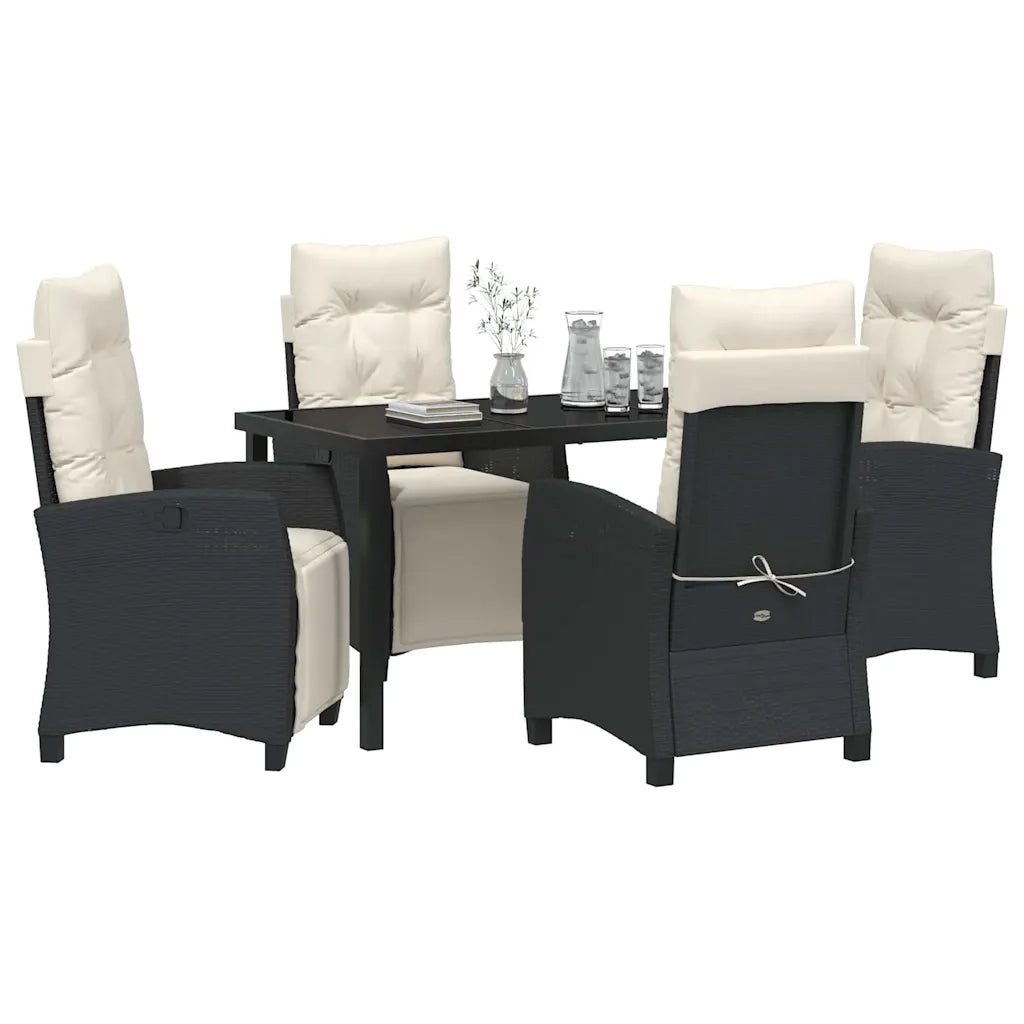Set da Pranzo per Giardino con cuscino 5 pcs Nero polyrattan 3380416