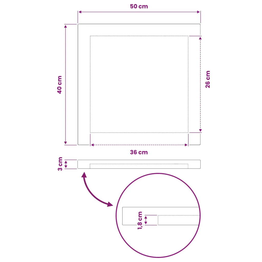 Piano del Tavolo Rettangolare 90 x 50 x 3,5 cm Rettangolare 938191