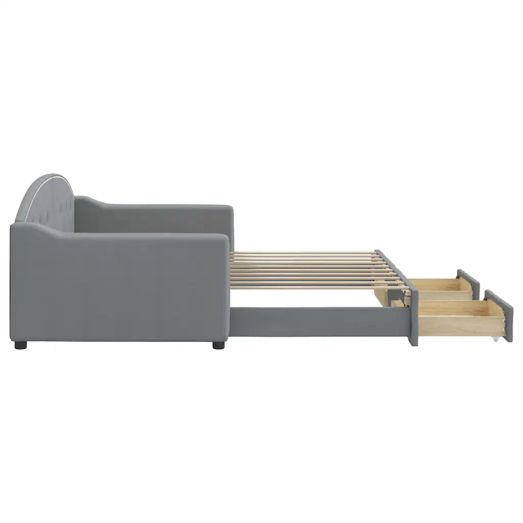 Divano Letto Estraibile Cassetti Grigio Chiaro 100x190 Tessuto 3197609