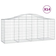 Cestini gabbioni recinzione a gabbia muro di contenimento ad arco 1 set da 4 200 x 50 x 80/100 cm ferro zincato argento 02_0040589