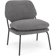 Poltrona da salotto con rivestimento in tessuto di peluche, Sedia decorativa senza braccioli Grigio-Sedie da pranzo