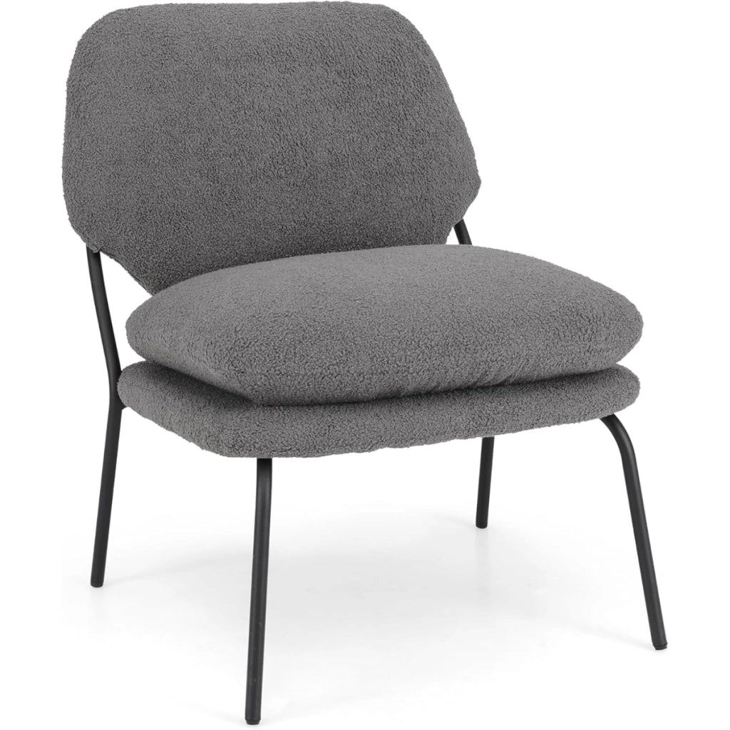 Poltrona da salotto con rivestimento in tessuto di peluche, Sedia decorativa senza braccioli Grigio-Sedie da pranzo