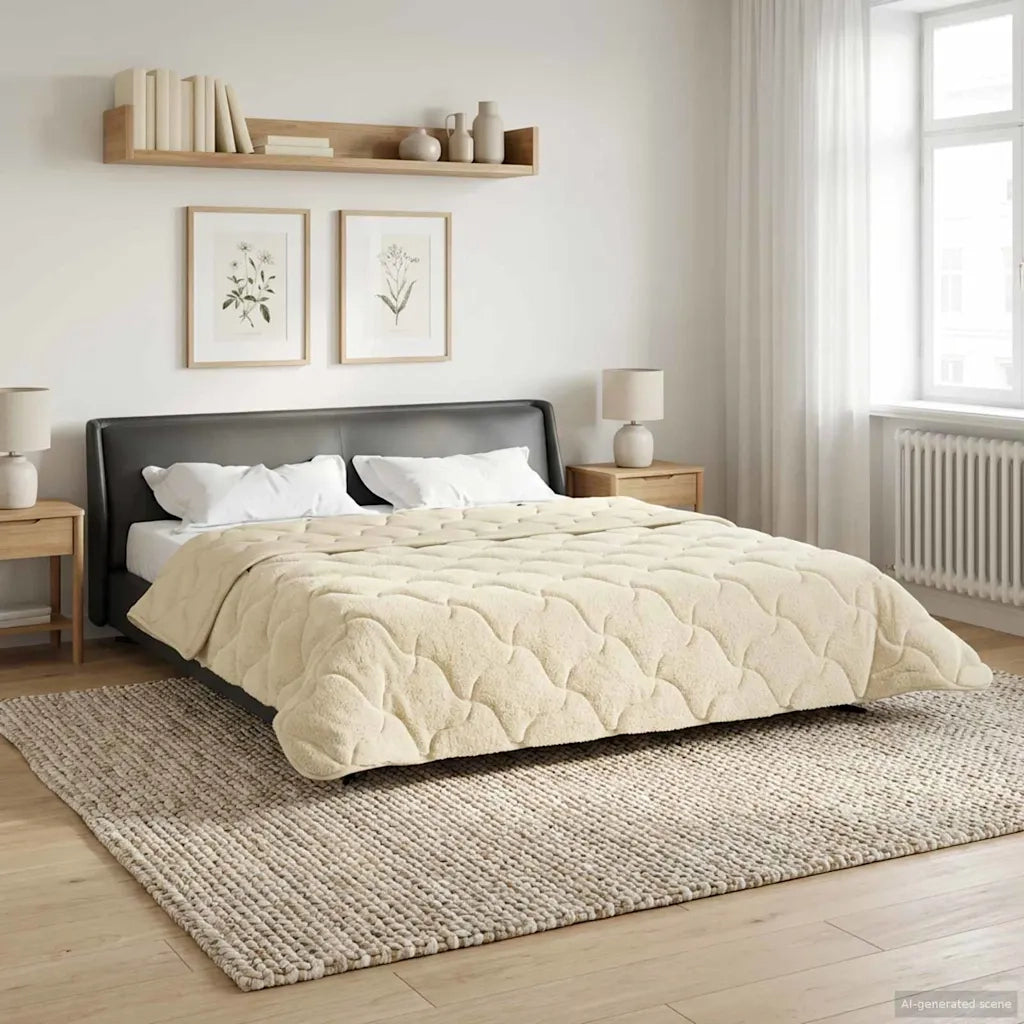 Duvet Invernale Crema 200 x 220 cm Microfibra e Fleece Teddy 42026369