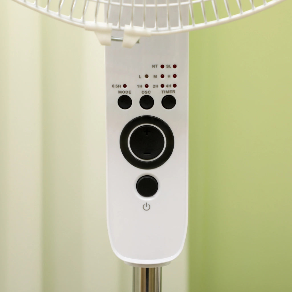 Ventilatore da terra regolabile in altezza telecomando 3 velocit¨¤ ¨C zephmum ¨C Bianco, Metallo, ?44.5xH110-124 cm